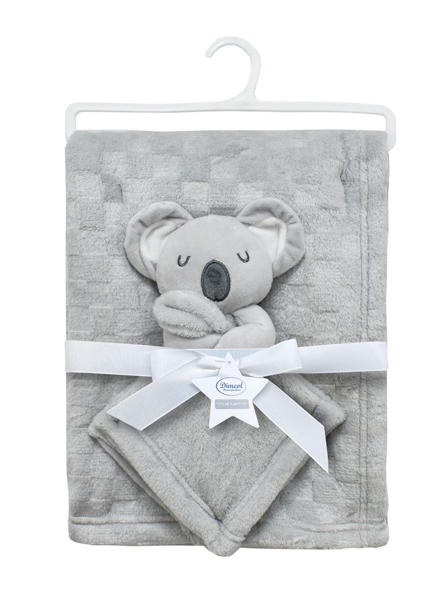 Νάνι-Πανάκι Παρηγοριάς Dimcol σετ 2 τεμ- Koala 10 33X33 & Κουβέρτα Coral Fleece 75X100 cm Grey