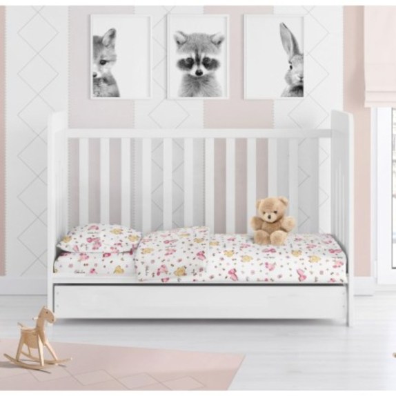 Βρεφικό Πάπλωμα Dimcol Elephant 072 120X160 White-Pink