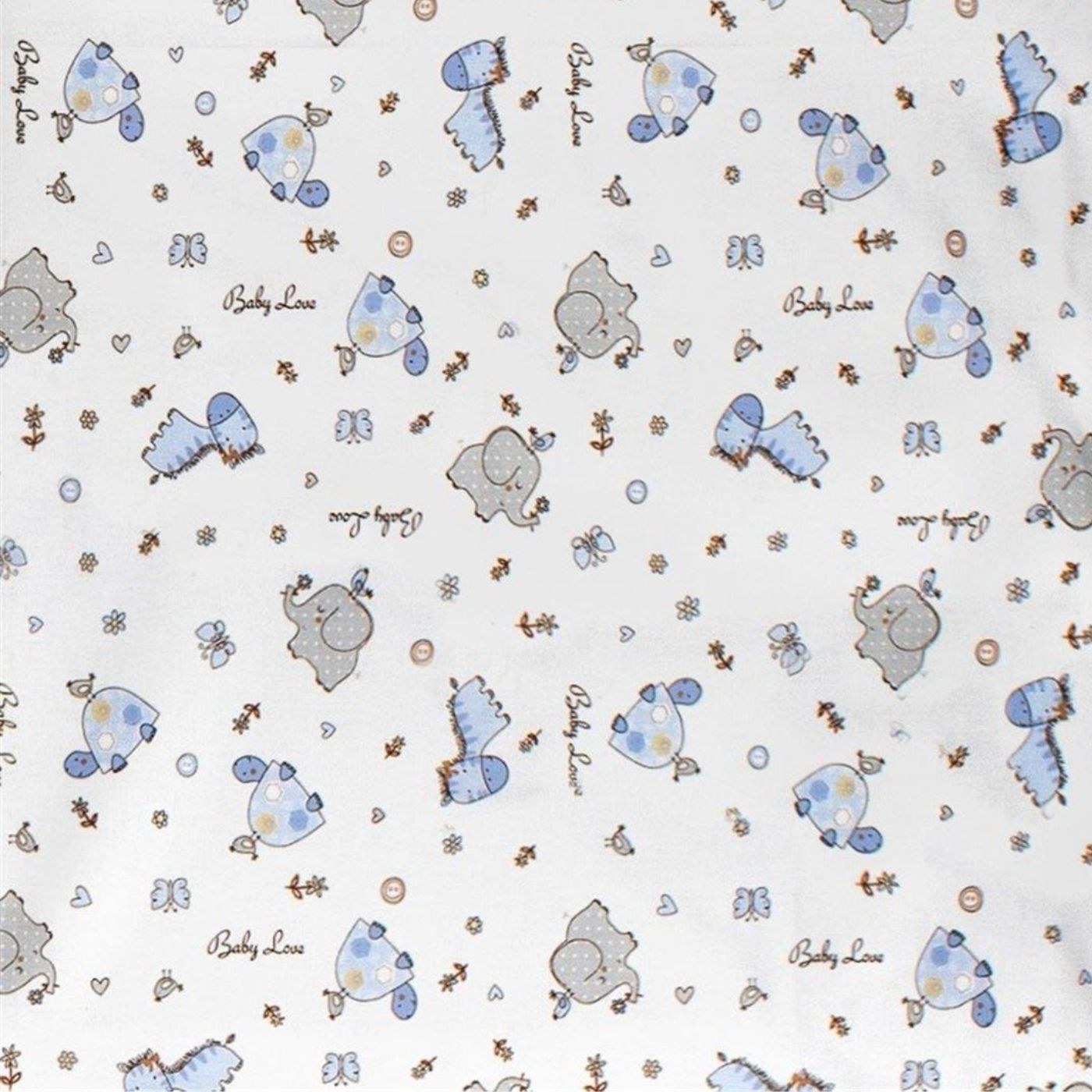 Σεντόνι Λίκνου Φανελένιο Dimcol Elephant 074 80X110 White-Sky Blue