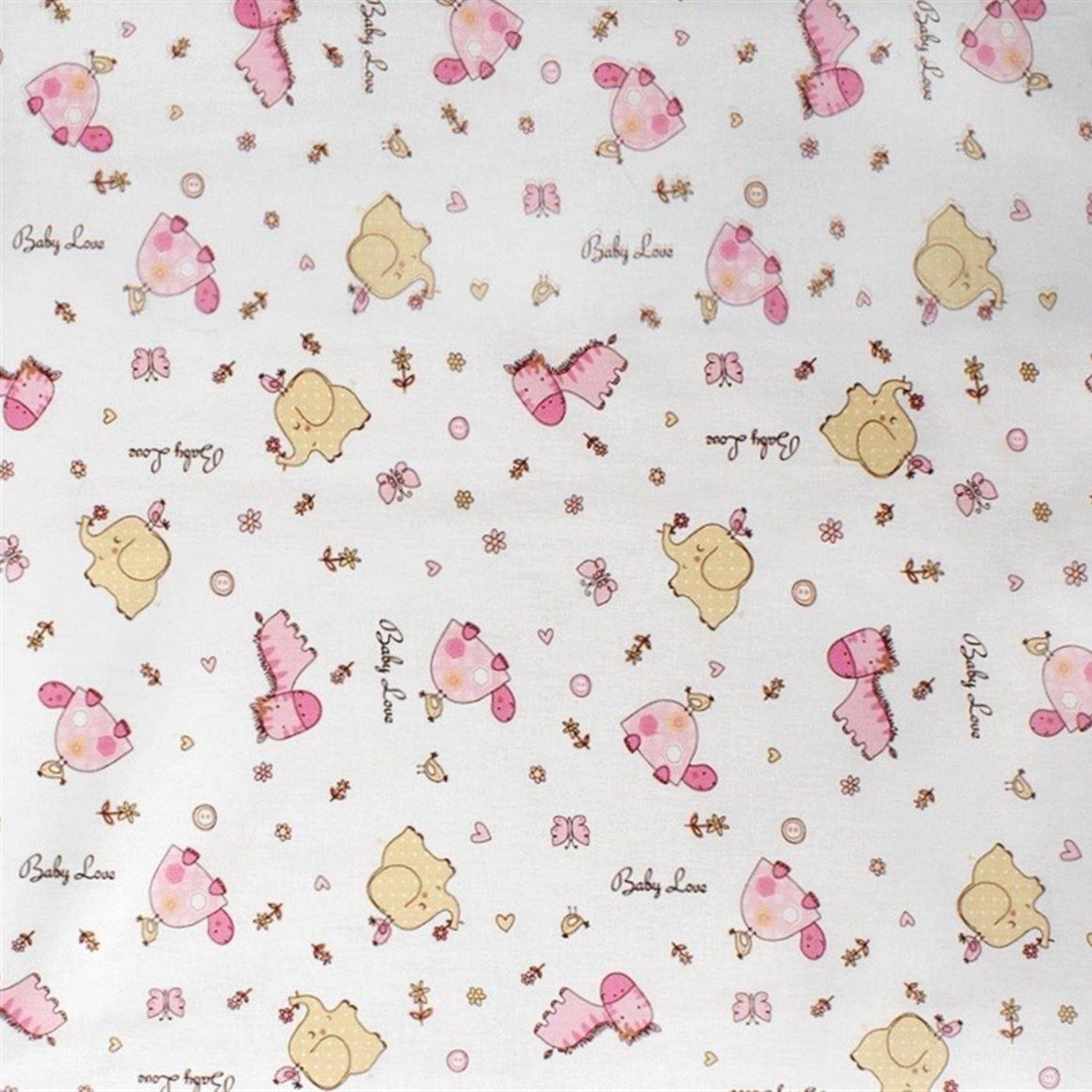 Πάνα Φανελένια Dimcol Elephant 072 80X80 White-Pink