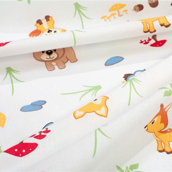 Πάνα Φανελένια Dimcol Forest Animals 070 80X80 White-Sky...