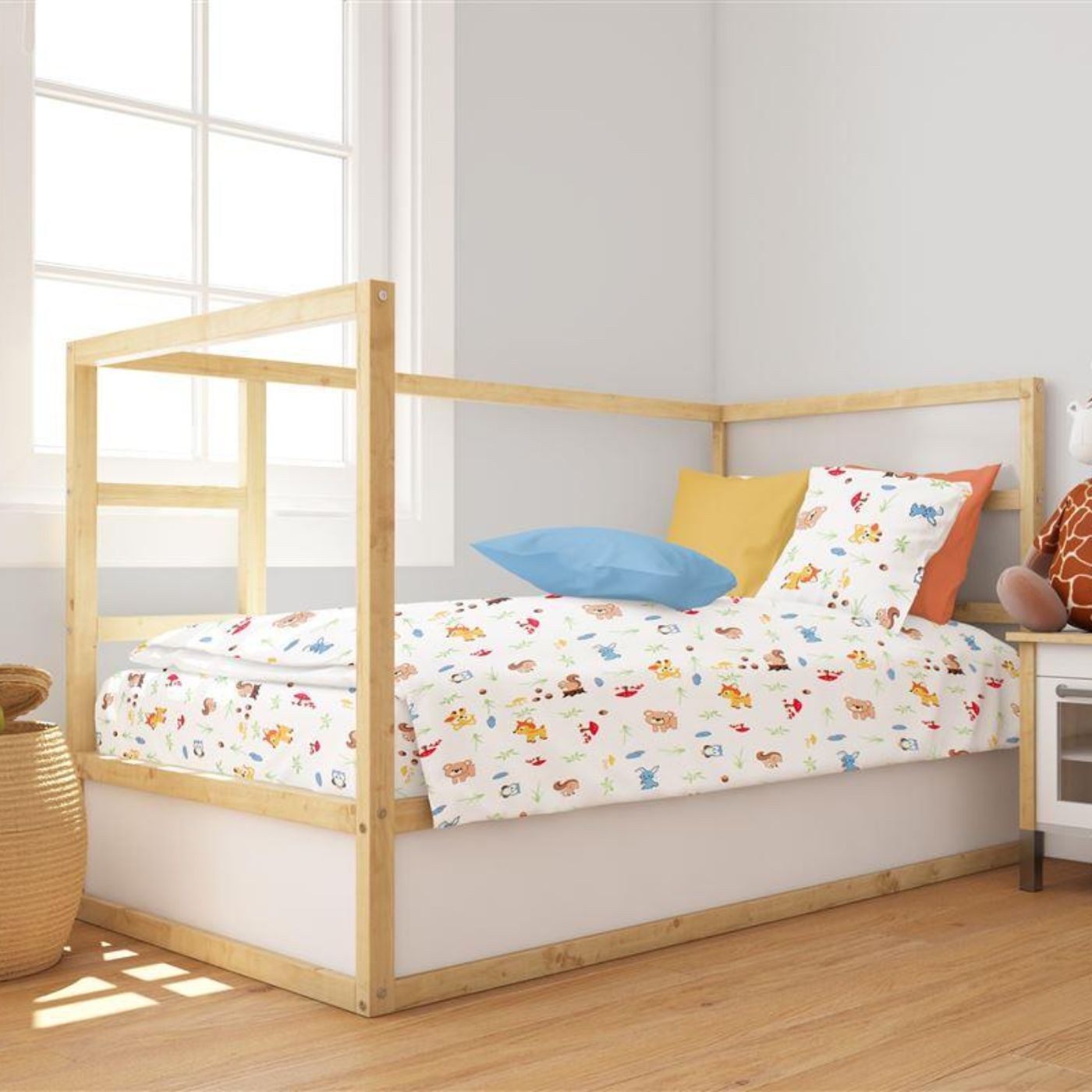 Βρεφικό Πάπλωμα Dimcol Forest Animals 070 120X160 White-Sky Blue