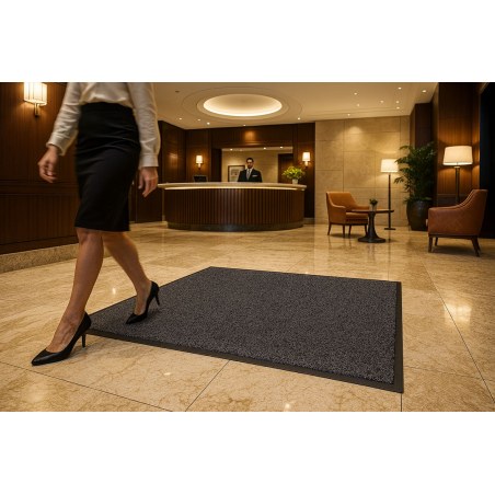 Πλαστικο Δαπεδο Spaghetti 17Mm Dark Grey 1.22M Newplan