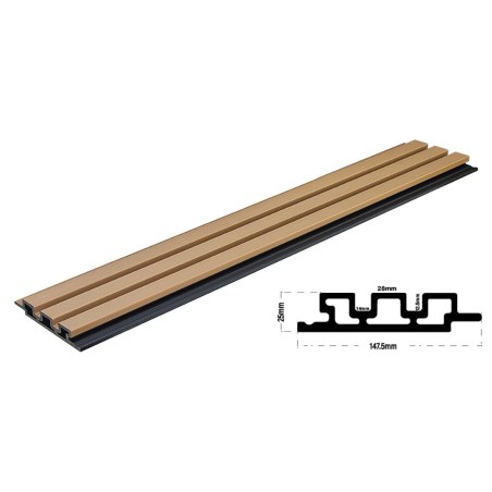 Wpc Panel 2Ης Γενιας Με 3D Πηχακια 25/147.5Mm Oak 5580 Newplan