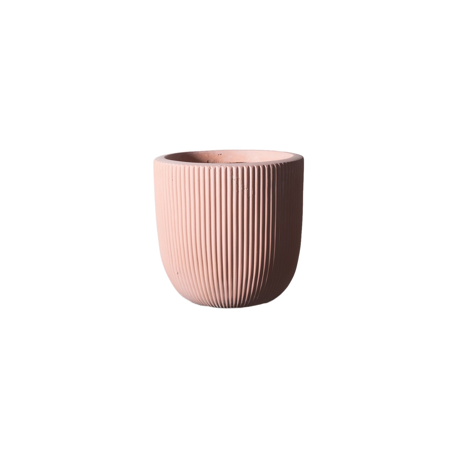 Supergreens Γλάστρα Πήλινη Στρογγυλή ''Stripe'' Σομόν S 24x24x23 εκ.