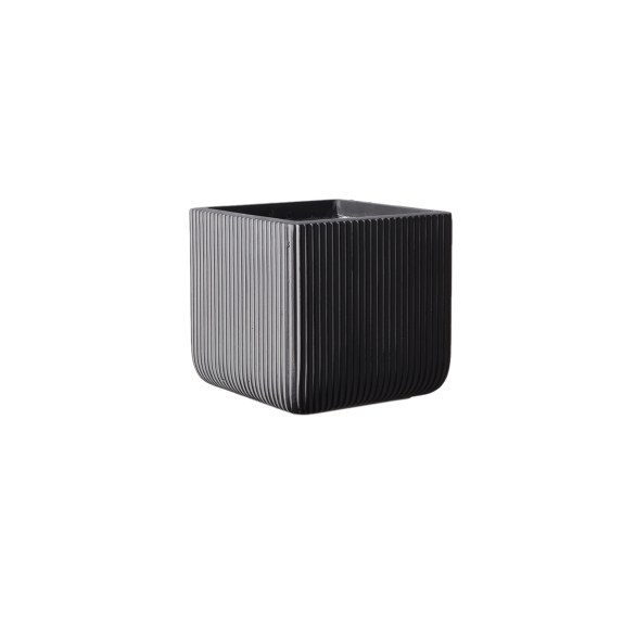 Supergreens Γλάστρα Πήλινη Τετράγωνη ''Stripe'' Γκρι M...