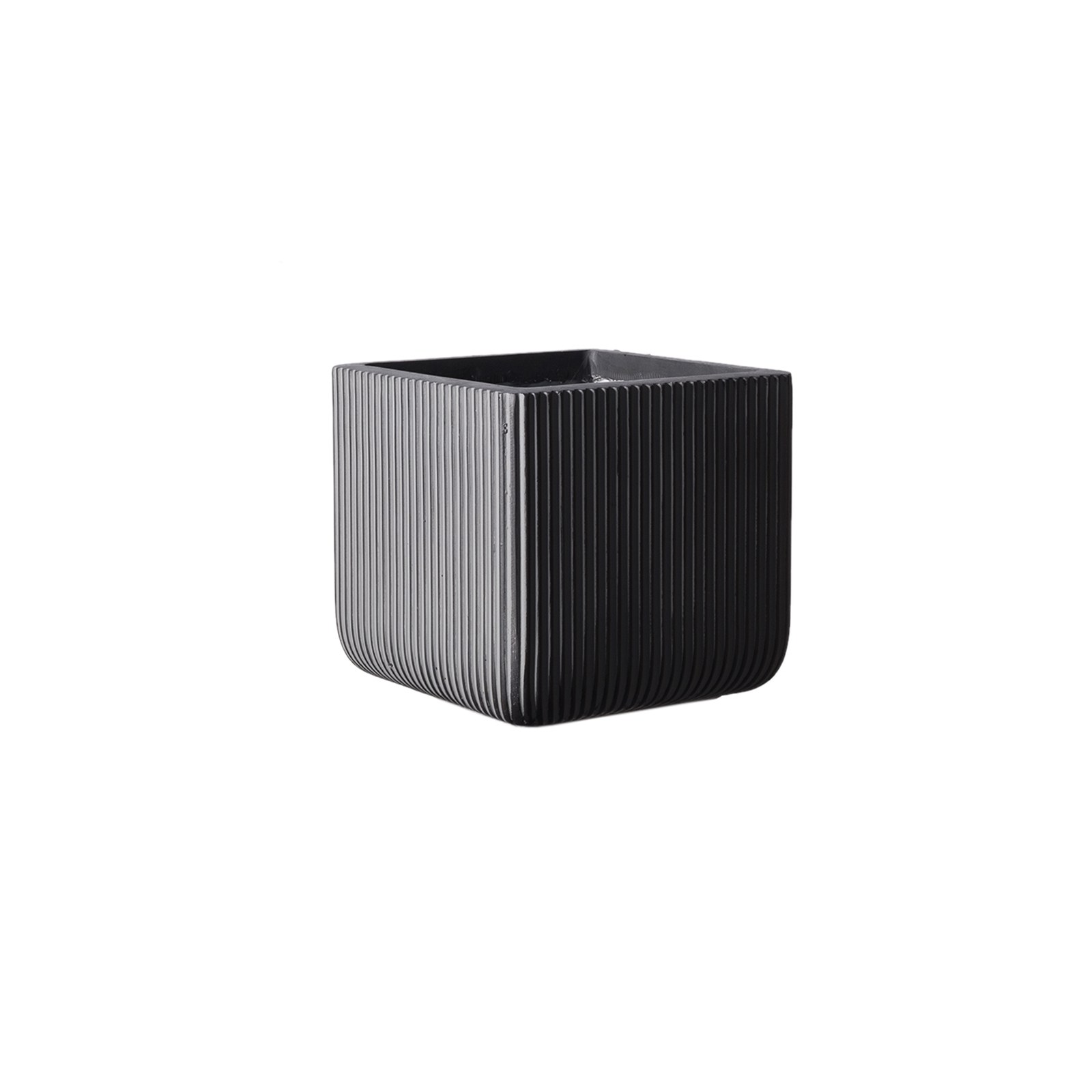 Supergreens Γλάστρα Πήλινη Τετράγωνη ''Stripe'' Γκρι M 31x31x28 εκ.