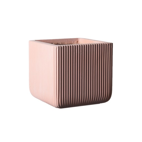 Supergreens Γλάστρα Πήλινη Τετράγωνη ''Stripe'' Σομόν XL...