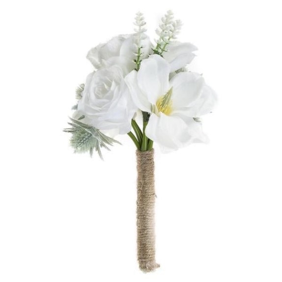 Supergreens Τεχνητό Μπουκέτο Τριαντάφυλλο Λευκό 25 εκ.