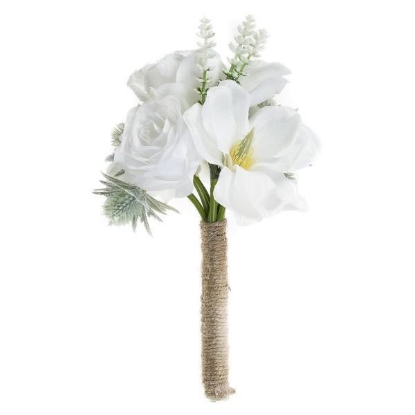 Supergreens Τεχνητό Μπουκέτο Τριαντάφυλλο Λευκό 25 εκ.