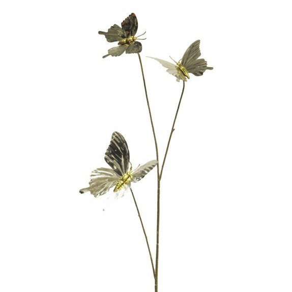 Supergreens Τεχνητό Κλωνάρι Πεταλούδα Ασημί 68 εκ.