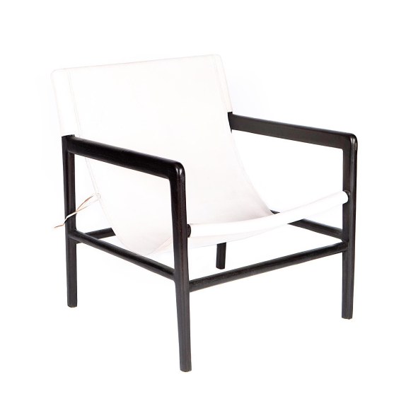 Supergreens Πολυθρόνα Δερμάτινη Teak Λευκή 63x70x88 εκ.