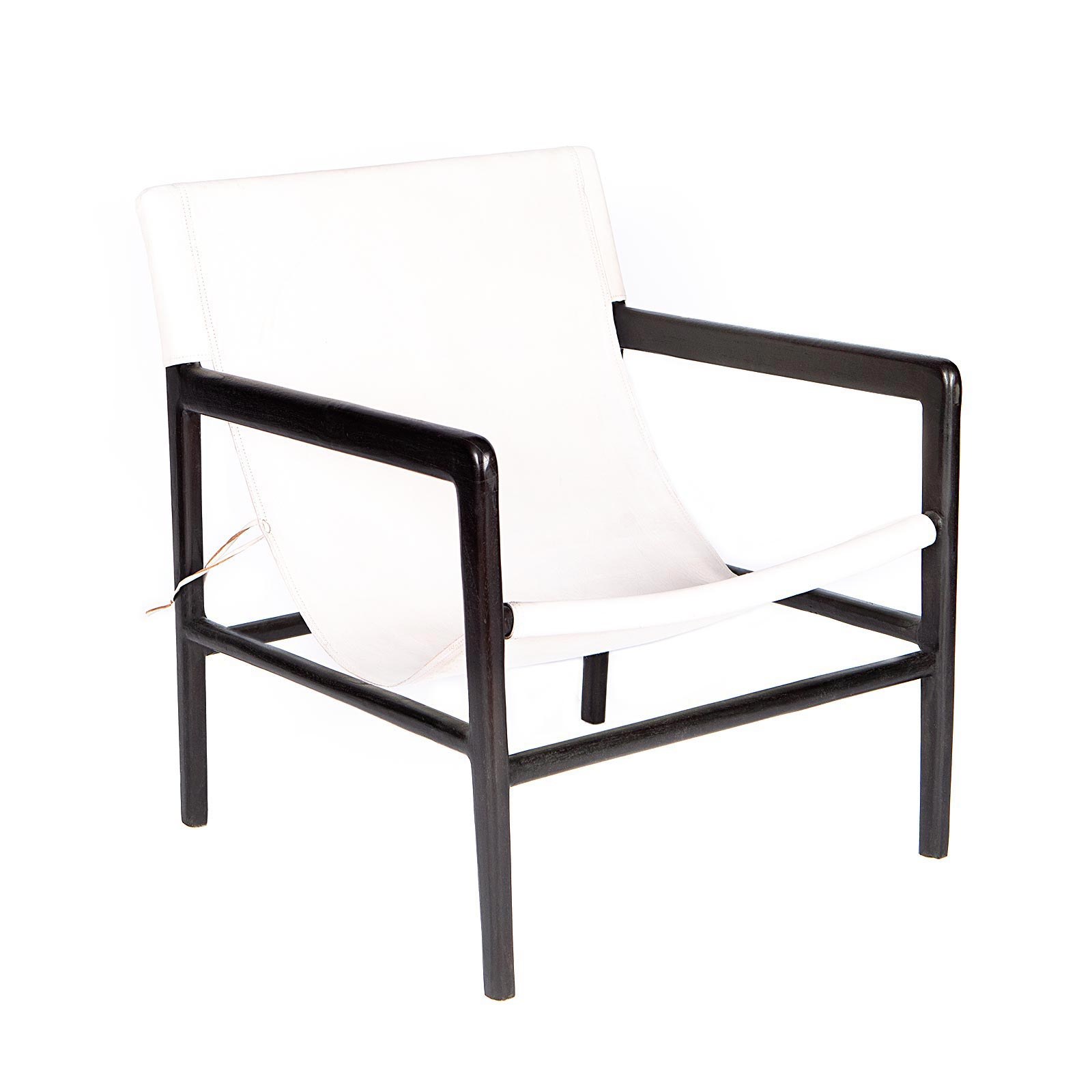 Supergreens Πολυθρόνα Δερμάτινη Teak Λευκή 63x70x88 εκ.