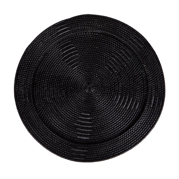 Supergreens Δίσκος Σερβιρίσματος Ρατάν Μαύρος Ø70 εκ.