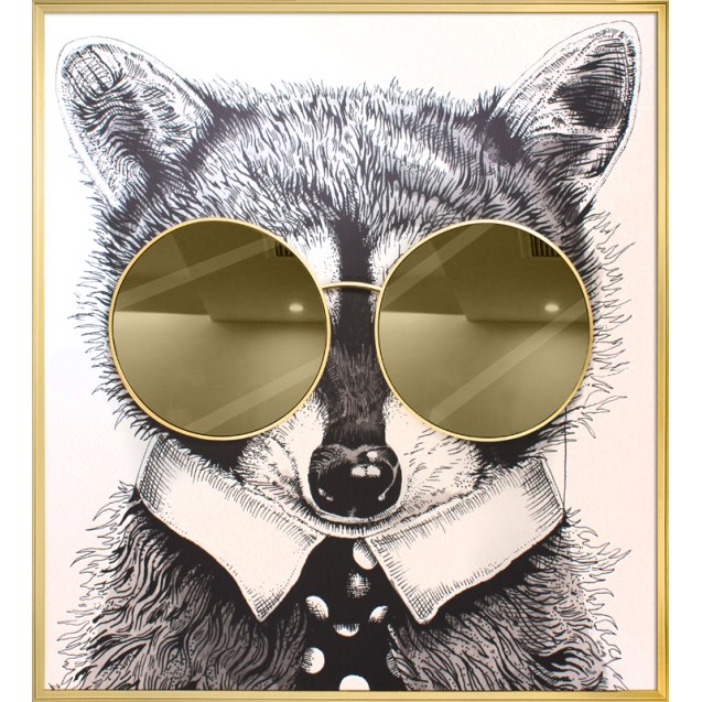 Supergreens Πίνακας "Racoon Thug Life" με Xρυσό...