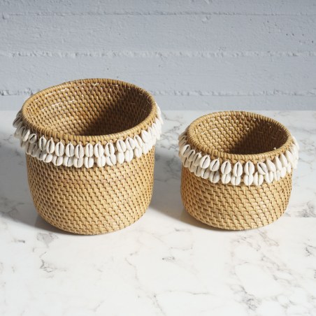 Supergreens Κασπώ Κοχύλια Ρατάν Φυσικό Set/2 18,5x18,5x16,5 εκ.