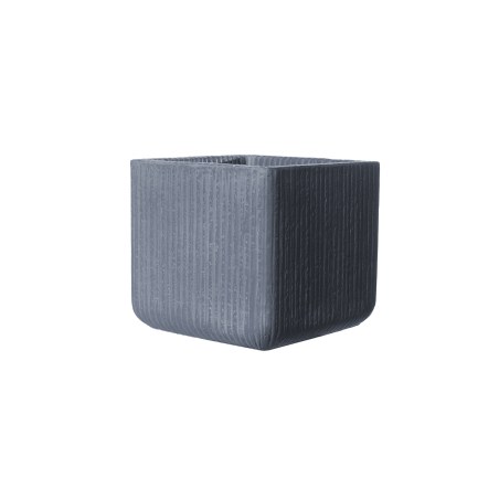 Supergreens Γλάστρα Πήλινη Τετράγωνη "Stripe" Γκρι Σκούρο S 23x23x22 εκ.