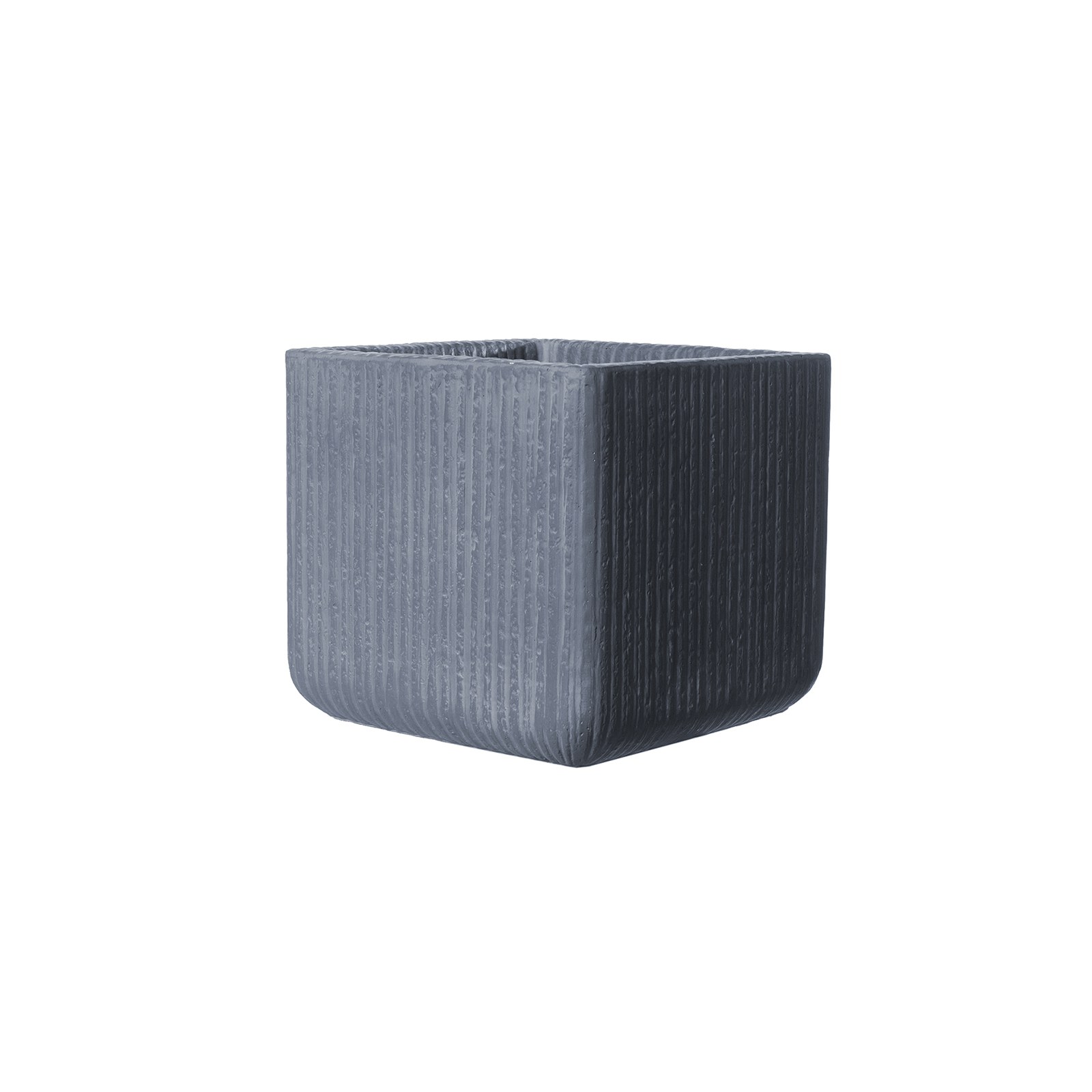 Supergreens Γλάστρα Πήλινη Τετράγωνη "Stripe" Γκρι Σκούρο S 23x23x22 εκ.