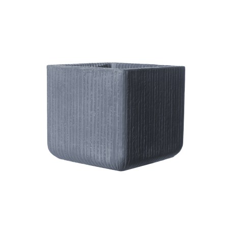 Supergreens Γλάστρα Πήλινη Τετράγωνη "Stripe" Γκρι Σκούρο M 30x30x27 εκ.