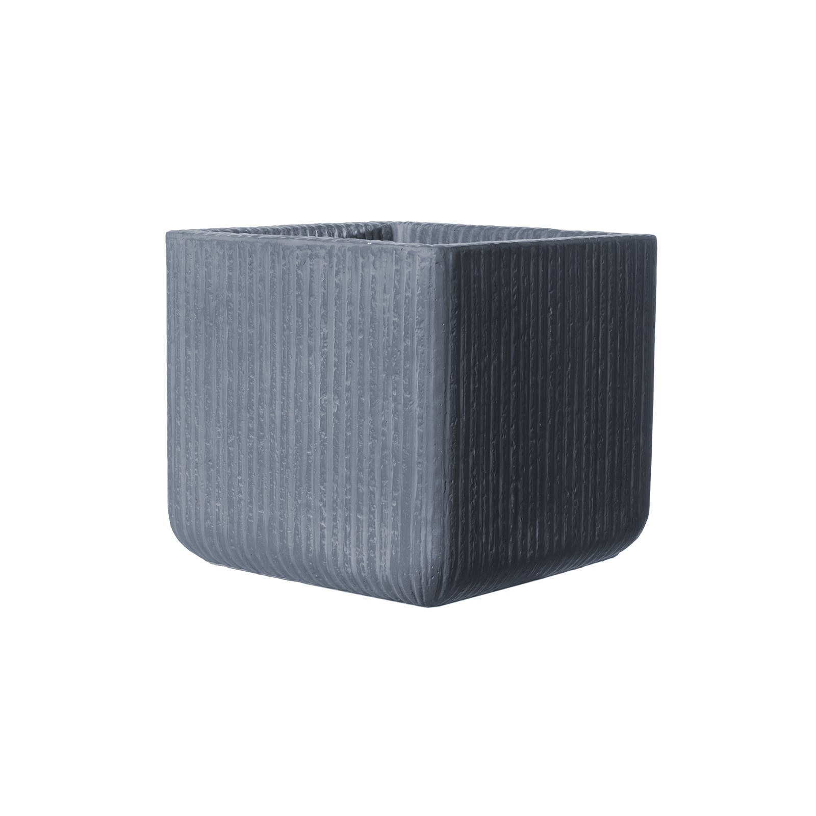 Supergreens Γλάστρα Πήλινη Τετράγωνη "Stripe" Γκρι Σκούρο M 30x30x27 εκ.