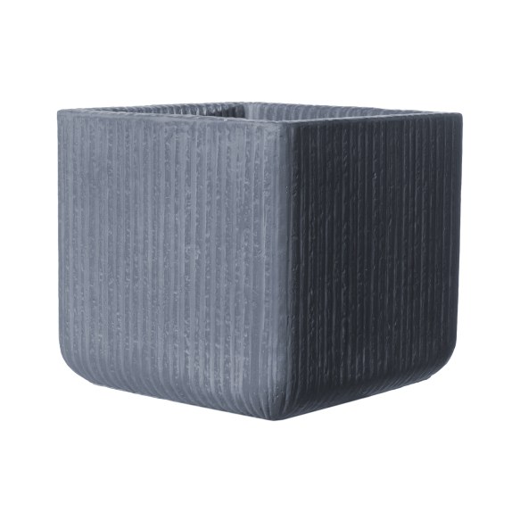 Supergreens Γλάστρα Πήλινη Τετράγωνη "Stripe" Γκρι Σκούρο...