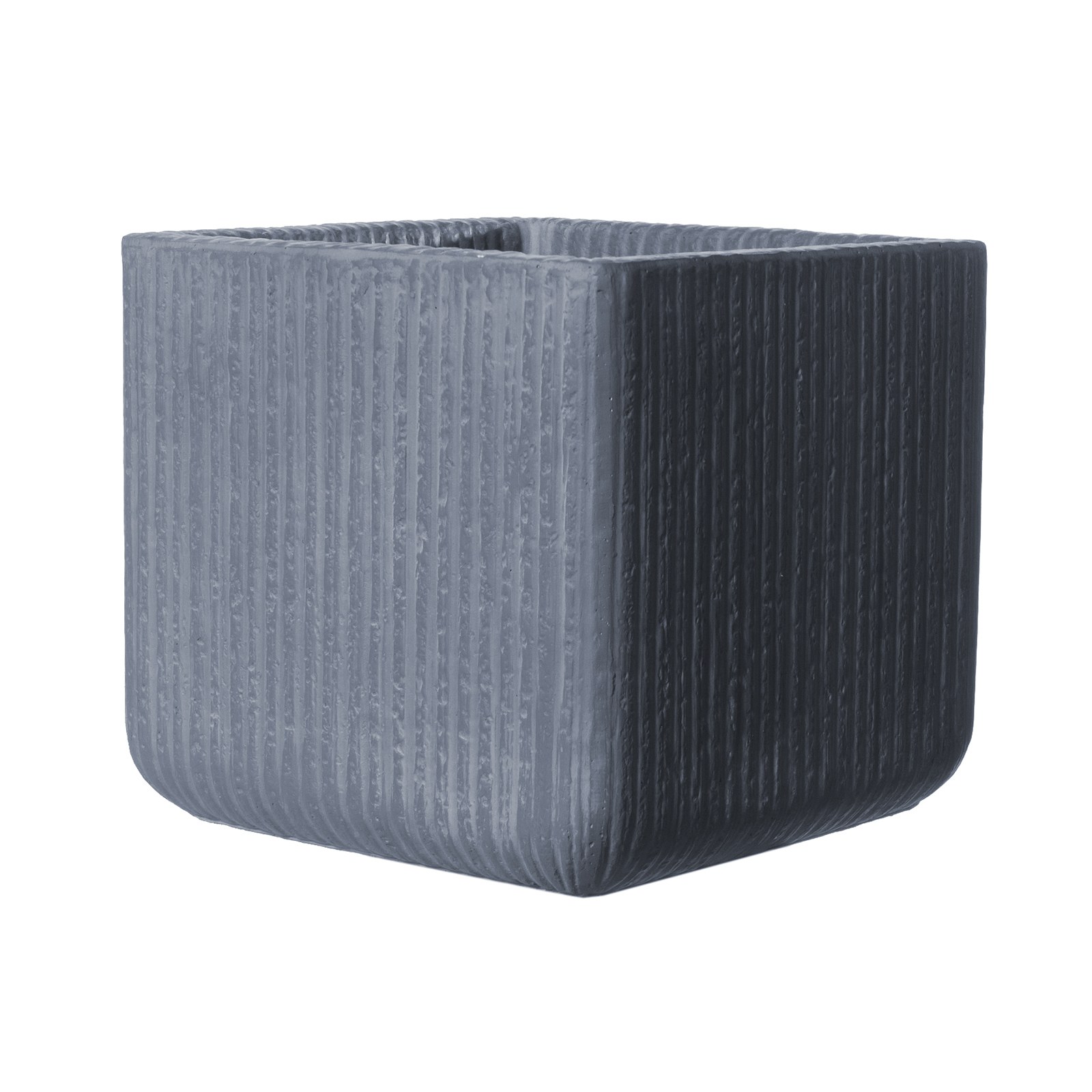 Supergreens Γλάστρα Πήλινη Τετράγωνη "Stripe" Γκρι Σκούρο XL 44x44x38 εκ.