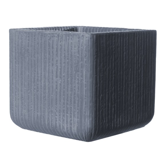 Supergreens Γλάστρα Πήλινη Τετράγωνη "Stripe" Γκρι Σκούρο...