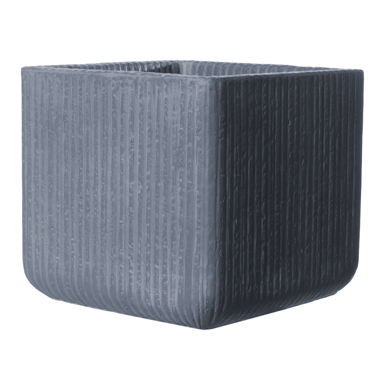 Supergreens Γλάστρα Πήλινη Τετράγωνη "Stripe" Γκρι Σκούρο XXL 55x55x47 εκ.