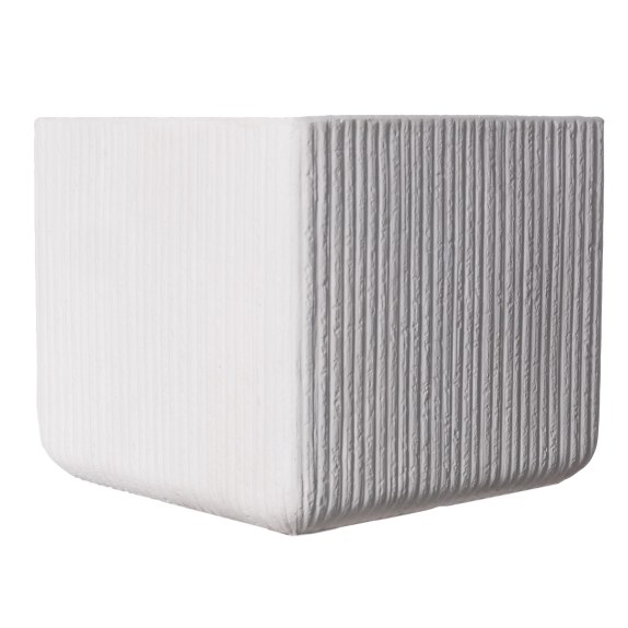 Supergreens Γλάστρα Πήλινη Τετράγωνη "Stripe" Λευκή XXL...