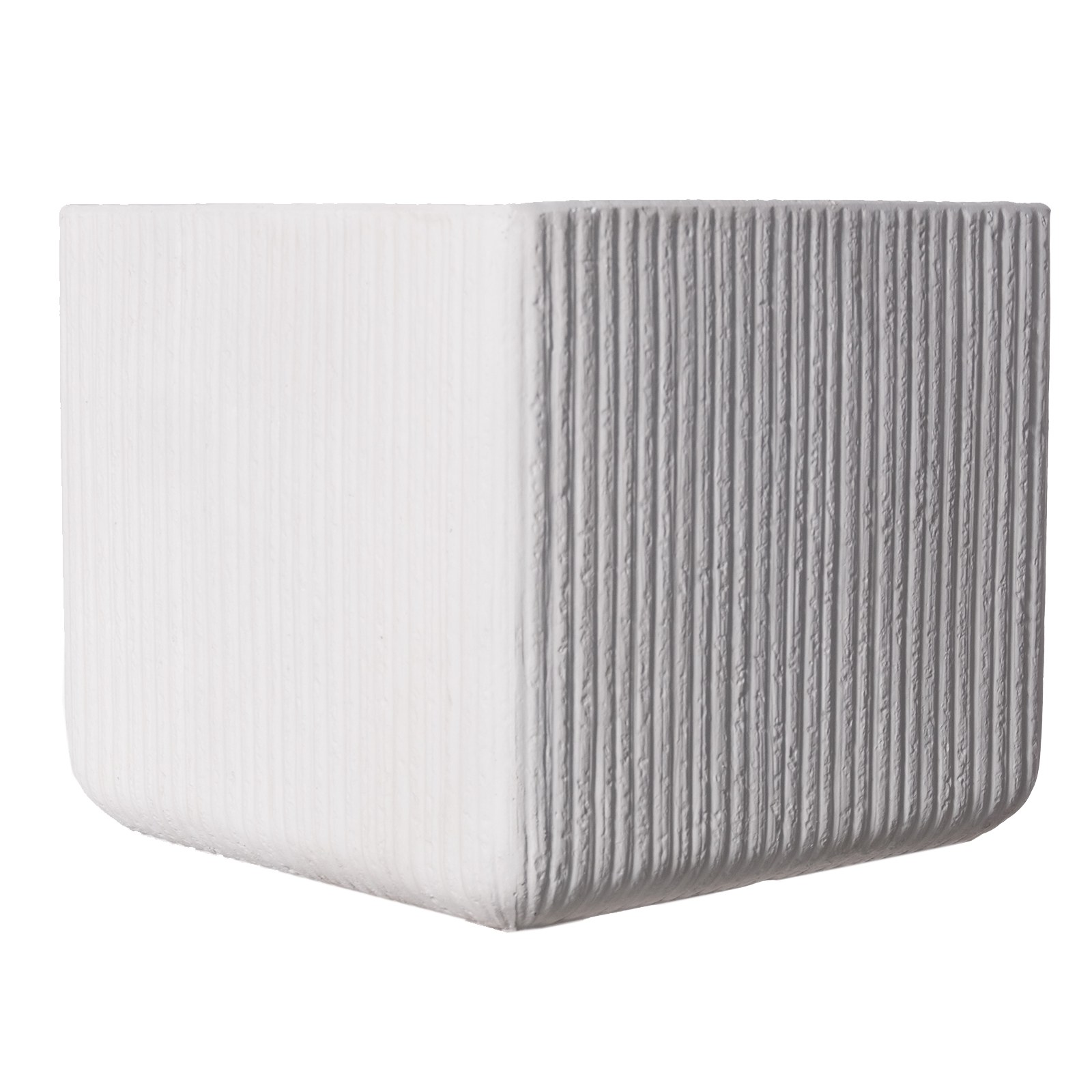 Supergreens Γλάστρα Πήλινη Τετράγωνη "Stripe" Λευκή XXL 55x55x47 εκ.