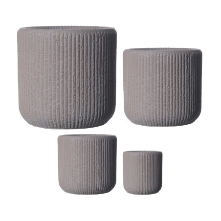 Supergreens Γλάστρα Πήλινη Στρογγυλή "Stripe" Καφέ XL 50x50x47 εκ.