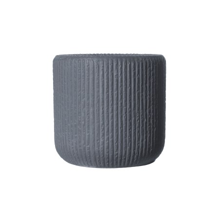 Supergreens Γλάστρα Πήλινη Στρογγυλή "Stripe" Γκρι Σκούρο S 27x27x25 εκ.