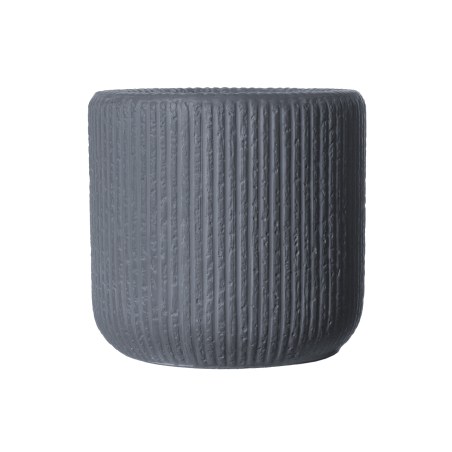 Supergreens Γλάστρα Πήλινη Στρογγυλή "Stripe" Γκρι Σκούρο M 34x34x32 εκ.