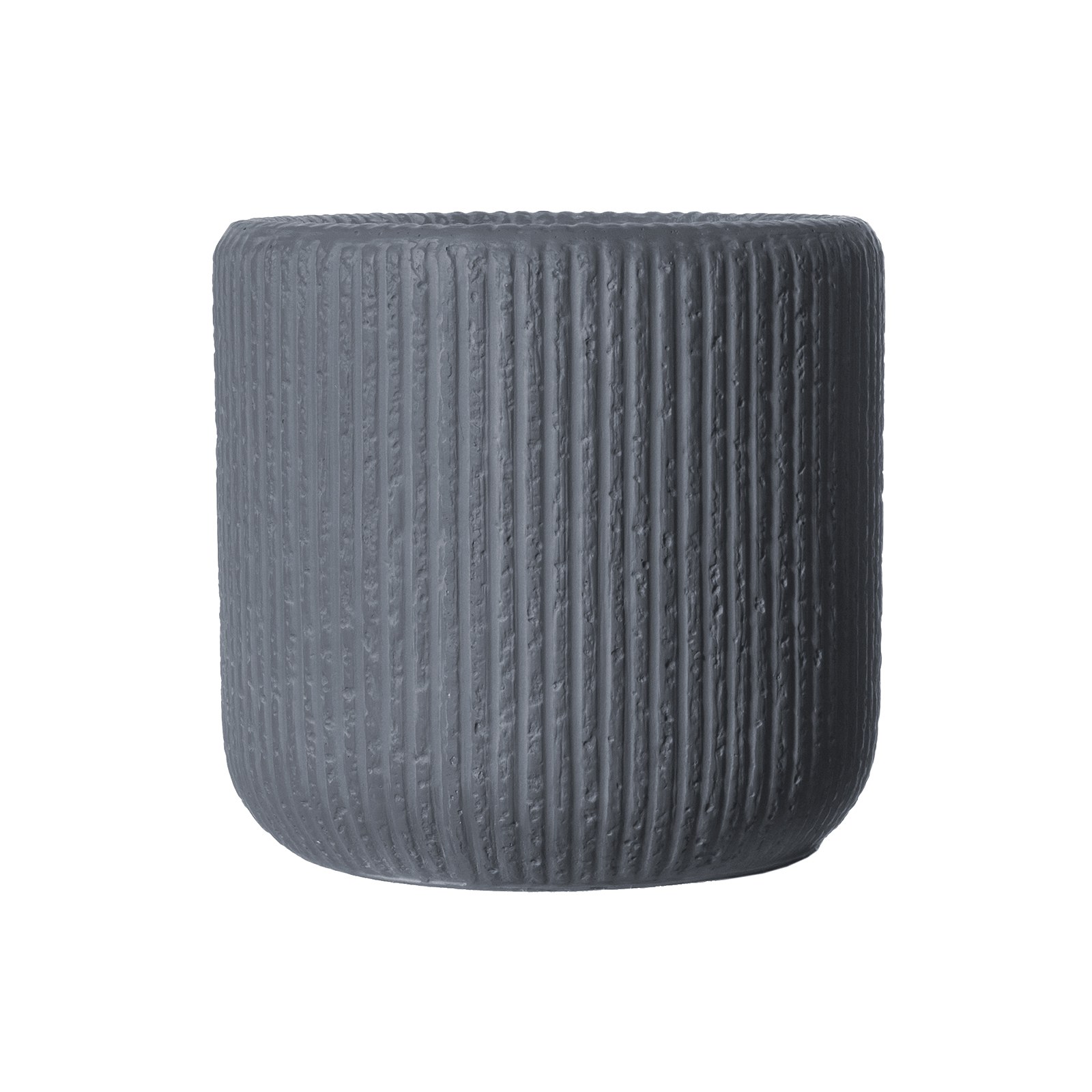 Supergreens Γλάστρα Πήλινη Στρογγυλή "Stripe" Γκρι Σκούρο M 34x34x32 εκ.