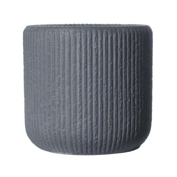 Supergreens Γλάστρα Πήλινη Στρογγυλή "Stripe" Γκρι Σκούρο...