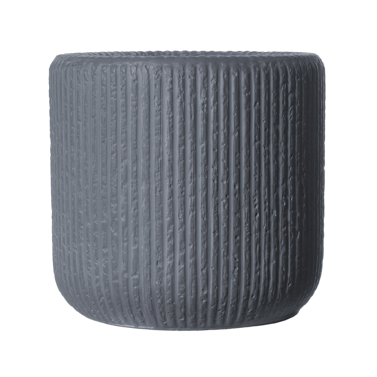 Supergreens Γλάστρα Πήλινη Στρογγυλή "Stripe" Γκρι Σκούρο L 42x42x40 εκ.