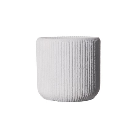 Supergreens Γλάστρα Πήλινη Στρογγυλή "Stripe" Λευκή S 27x27x25 εκ.
