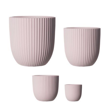 Supergreens Γλάστρα Πήλινη Στρογγυλή "Stripe" Ροζ M 34x34x31 εκ.