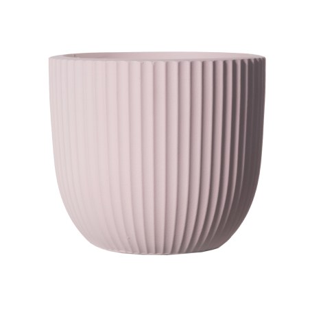 Supergreens Γλάστρα Πήλινη Στρογγυλή "Stripe" Ροζ L 41x41x37 εκ.