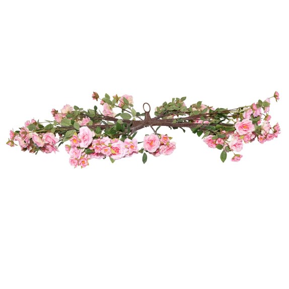 Supergreens Τεχνητό Στεφάνι Τριανταφυλλιά Ροζ D120 εκ.