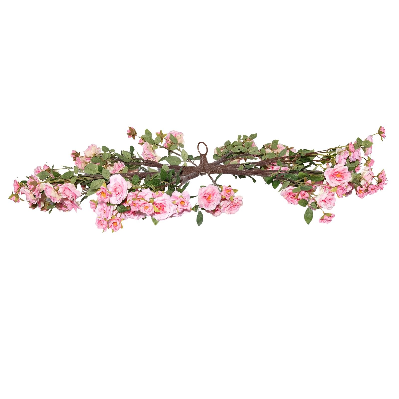 Supergreens Τεχνητό Στεφάνι Τριανταφυλλιά Ροζ D120 εκ.