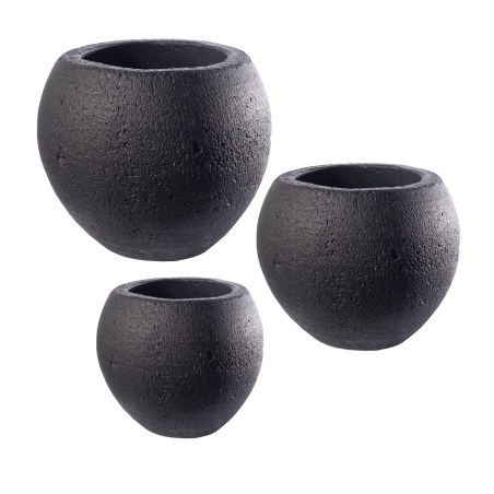 Supergreens Γλάστρα Τσιμεντένια Στρογγυλή "Loom" Μαύρη 22x22x20 εκ.