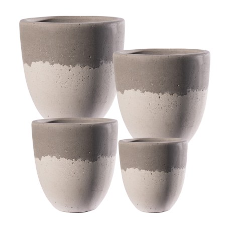 Supergreens Γλάστρα Τσιμεντένια Στρογγυλή "TerraVivax" Γκρι & Λευκή 20x20x20 cm