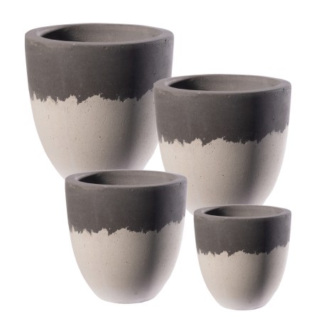 Supergreens Γλάστρα Τσιμεντένια Στρογγυλή "Grove" Ασπρόμαυρη 20x20x20 εκ.