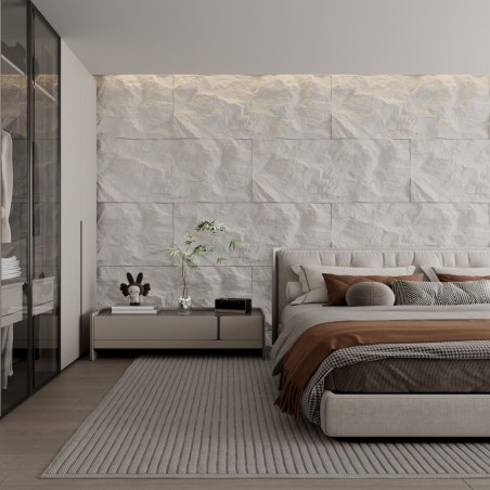 Supergreens Τεχνητός Τοίχος PU Rock "Vesuvius" Λευκός 120x60x5,6 εκ.