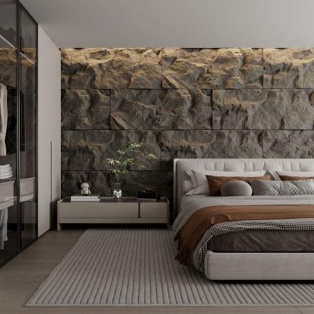 Supergreens Τεχνητός Τοίχος PU Rock "Vesuvius" Μαύρος 120x60x5,6 εκ.