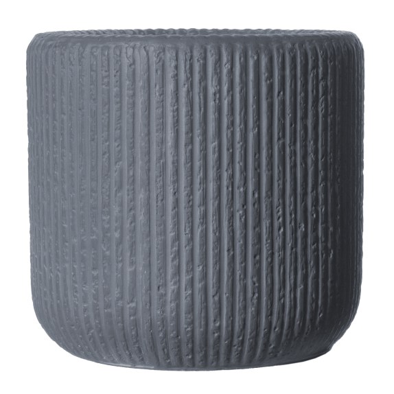 Supergreens Γλάστρα Πήλινη Στρογγυλή "Stripe" Γκρι Σκούρο...