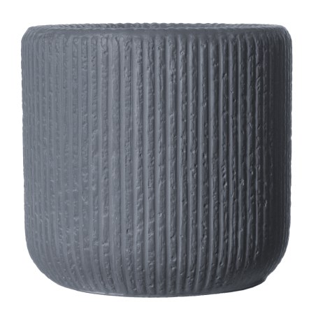 Supergreens Γλάστρα Πήλινη Στρογγυλή "Stripe" Γκρι Σκούρο XL 50x50x47 εκ.