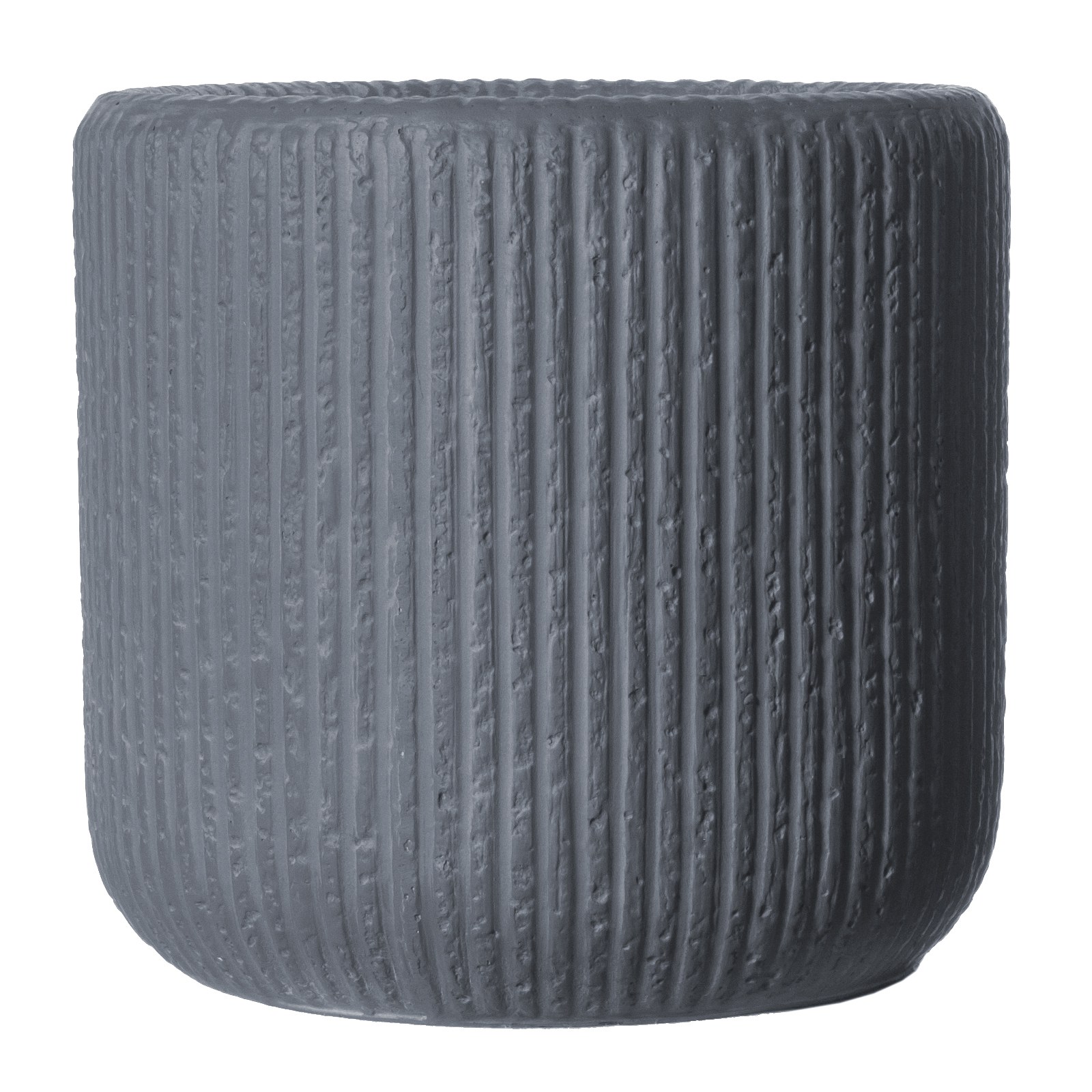 Supergreens Γλάστρα Πήλινη Στρογγυλή "Stripe" Γκρι Σκούρο XL 50x50x47 εκ.