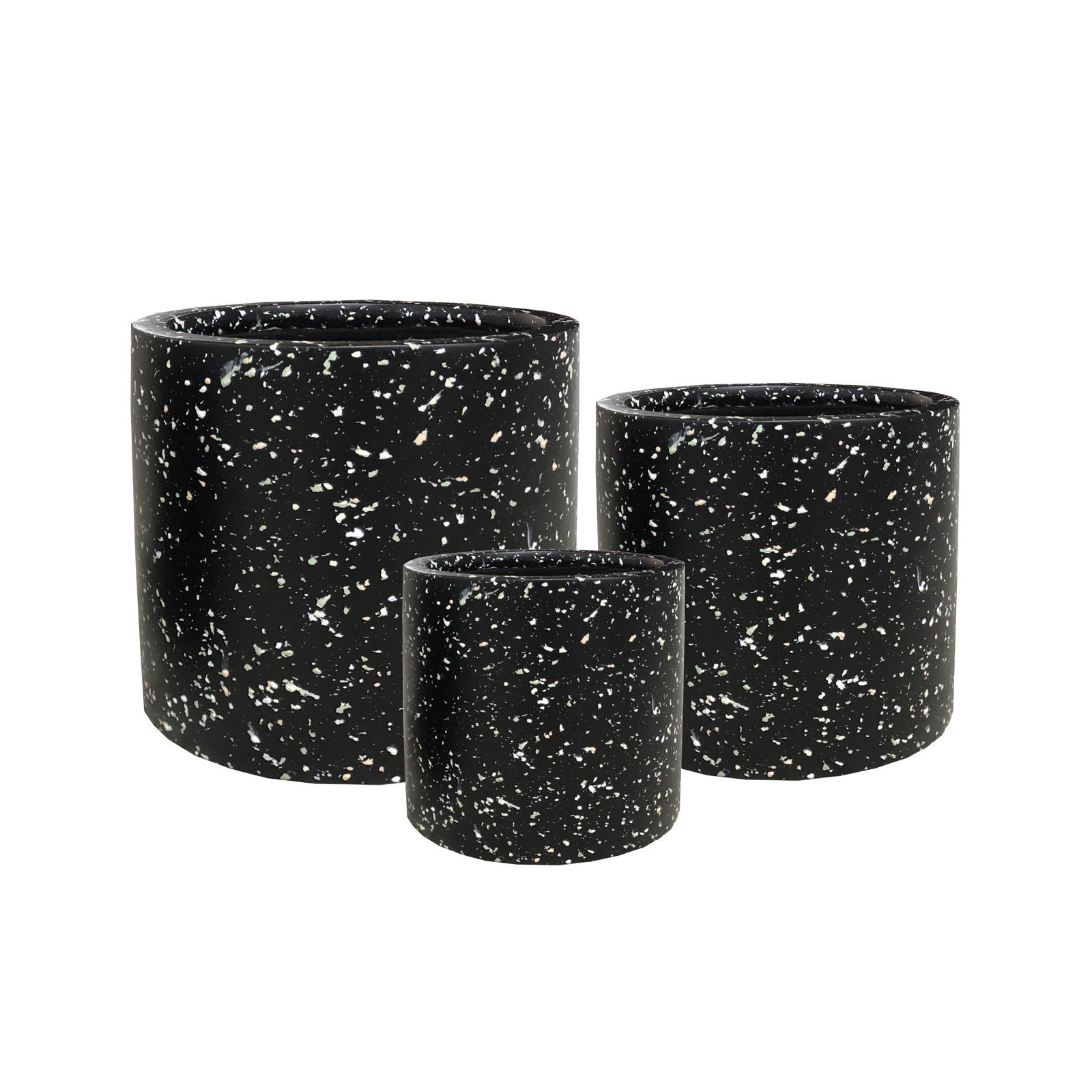 Supergreens Γλάστρα Πήλινη Κύλινδρος "Celestia" Μαύρο Terrazzo L 40x40x35 εκ.
